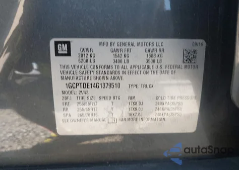 2016 Chevrolet Colorado Z71 from USA, damaged, VIN 1GCPTDE14G1379510